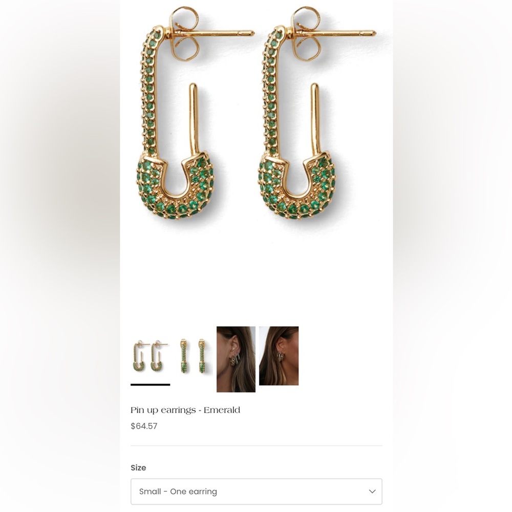 Pin up earrings - Emerald - small - 2 earrings 🆕